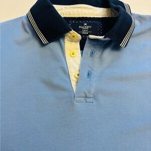 Hackett London Light Blue Polo with Navy Contrast Collar